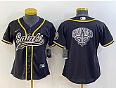 Women's New Orleans Saints Black Team Big Logo With Patch Cool Base Stitched Baseball Jersey,baseball caps,new era cap wholesale,wholesale hats
